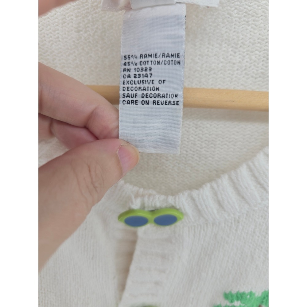 Talbots Cardigan Sweater Women Small Cream Beach Theme Embroidery Sunglasses 90s - Picture 4 of 9
